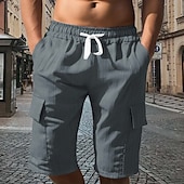 cheap Classic-Men's Tactical Shorts Cargo Shorts Shorts Casual Shorts Drawstring Pocket Elastic Waist Plain Comfort Breathable Knee Length Casual Outdoor Vacation Vacation Fashion Navy Blue Micro-elastic