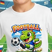 economico Sport e Giochi 3D per Ragazzi-100% Cotone Bambini Ragazzi Bianco Grafico Calcio Magliette da calcio Maglietta Blusa Girocollo Manica Corta All'aperto Abbigliamento Quotidiano Moda Streetwear Designer Stampa Estate