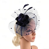 cheap Fascinators-Fascinators Feather Net Wedding Birthday Vintage Cute With Feather Flower Headpiece Headwear