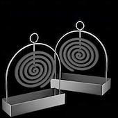 cheap Sculptures-2PCS Metal Mosquito Coil Holders, Hanging Incense Burner Stand for Mosquito Repellent Coils, Decorative Coil Holder for Living Room, Bedroom, Patio, Balcony, Outdoor Camping