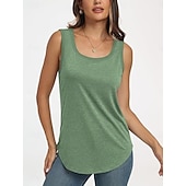 abordables Tanque Sencillo-Mujer Camiseta sin mangas Plano Moda Elegante Clásico Sin Mangas Cuello Barco Tops regulares Diario Noche Fin de semana Negro Blanco Verde Claro Rosa Vino Verano Primavera