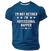  Tricou bărbătesc cu mesajul „Nu sunt pensionar, sunt un profesionist care dormea”, stele, amuzant, umoristic, sarcastic, roșu, grafic, croială standard, cadou de pensionare, casual, relaxare, designer
