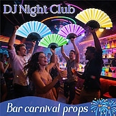 olcso Dekoratív fények-10 hüvelykes világító ventilátor, világító és színes, összecsukható ventilátor, bár, trambulin, éjszakai klub, parti, színpad, hangulatkellékek, kis éjszakai fények, dekoratív lámpák 1 db