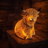 billige Dekorative lys-Lampe for høylandsfe, LED-bordlamper, moderne gårdshusborddekor, morsom gave til soveromscampingfest bursdagsoverraskelser