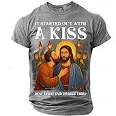  Heren Bijbel Het Begon Met Een Kus Judas Kust Jezus Religieuze Parodie Grafisch T-shirt Hoe Is Het Zo Eindegekomen Grappige Christelijke Meme Casual Geschenk Designer Kleding Apparel
