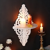 economico Esculturas-Creative Simple White Pattern Decorative Shelf, DIY Assembly Floating Shelf, Ideal for Home Wall Decoration, Living Room Display Stand, Crystal Stone Display Shelf