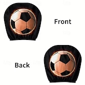 billiga Hemtextil-2 st nackstödsskydd med fotbollstryck, bilinredning, moderiktigt sätesskydd, enkla att installera, lämpliga för långkörning, stadspendling, perfekt rolig bildekor, ökad komfort