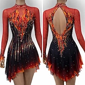 economico Abiti da Pattinaggio Artistico-Abito da pattinaggio artistico Per donna Pattinaggio sul ghiaccio Vestito Nero / Rosso Patchwork Schiena aperta Alta elasticità Allenamento Competizione Vestiti da pattinaggio sul ghiaccio Classico