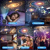abordables luces del proyector galaxia estrella-Proyector planetario para dormitorio, 12 discos de imagen, proyector de galaxia, luz nocturna de estrellas, iluminación ambiental de techo, lámpara LED de galaxia espacial, decoración de habitación
