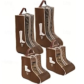 cheap Storage Bags-4pcs Non-Woven Fabric Boot Storage Bags with Handles, Home and Travel Dustproof Boot and Shoe Storage Bags, Suitable for Flat Shoes, Ankle Boots, and High-Top Boots, Travel Shoe Organizer