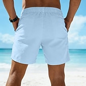 preiswerte Urlaub-Herren Shorts Leinenshorts Sommershorts Strandshorts Baggy-Shorts Tasche Elastischer Bund Einfach Leicht Atmungsaktiv Knielang Outdoor Strand Ferien Urlaub Mode Blau Schwarz Unelastisch