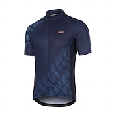 Χαμηλού Κόστους Ανδρικές φανέλες-Ανδρικά Πουλόβερ Γεωμετρικό Κοντομάνικο Ποδήλατο Αθλητική μπλούζα με 3 πίσω τσέπες Ύγρανση Αθλητισμός Θαλασσί Λευκό Ρουμπίνι Ρούχα