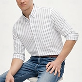 economico Camicie Button Down da uomo-Per uomo Camicia Camicia elegante Camicia button-down Strisce verticali Casuale Quotidiano Blu marino Manica Lunga Collo ripiegato Tutte le stagioni Abbigliamento Patchwork