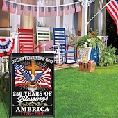 abordables 250e Anniversaire-Lot de 2 drapeaux de jardin commémoratifs du 250e anniversaire des États-Unis, ornés d'un aigle patriotique, d'une croix et de la devise « Une nation sous Dieu ». Décoration extérieure résistante pour les célébrations.