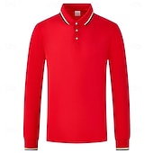 cheap Men's Classic Polo-Men's Golf Shirt Golf Polos Shirts Casual Street Lapel Long Sleeve Basic Modern Plain Buttons Spring Fall Regular Fit Black White Red Navy Blue Dark Grey Light Blue Golf Shirt
