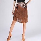 cheap Latin Skirts-Women's Brown Fringe Latin Dance Skirt