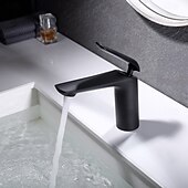 Недорогие Смесители для раковины в ванной-Классический однорычажный смеситель для раковины в ванной комнате с гальваническим покрытием, однорычажный, с одним отверстием, черного цвета.