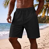 voordelige Casual korte broek-Voor heren Wafel korte broek Korte broek Casual korte broek Gestructureerde shorts Zak Elastische taille Effen Comfort Ademend Knielengte Casual Buiten Strand Vakantie Modieus Zwart Bruin Inelastisch