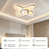 abordables Plafonniers à intensité variable-Ventilateur de plafond moderne avec éclairage, profil bas, télécommande et application de contrôle, 6 vitesses, pales réversibles, éclairage LED à intensité variable pour salon, chambre ou cuisine.