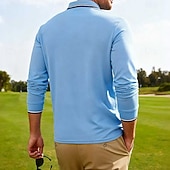 cheap Men's Classic Polo-Men's Golf Shirt Golf Polos Shirts Casual Street Lapel Long Sleeve Basic Modern Plain Buttons Spring Fall Regular Fit Black White Red Navy Blue Dark Grey Light Blue Golf Shirt