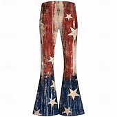  250° anniversario USA Retrò Vintage Anni '70 Pantaloni Pantaloni a zampa d'elefante Hippie Disco Vita alta Costume Per donna Mascherata 4 Luglio Feste Giorno dell'Indipendenza Adulti Pantaloni