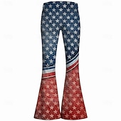  250° anniversario USA Retrò Vintage Anni '70 Pantaloni Pantaloni a zampa d'elefante Hippie Disco Vita alta Zigzag Costume Per donna Mascherata 4 Luglio Feste Giorno dell'Indipendenza Adulti Pantaloni