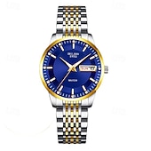 voordelige Quartz-horloges-Luxe dameshorloge, tweekleurige goud-zilveren roestvrijstalen band, lichtgevende wijzers met datum- en dagweergave, elegante zwarte wijzerplaat met diamanten accenten, een stijlvol polshorloge voor