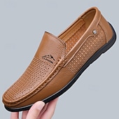economico Scarpe Casual Slip-On-mocassini da uomo bianchi traforati, slip-on traspiranti, scarpe casual da guida per l'uso quotidiano, ufficio, viaggi, outfit del fine settimana, stile smart casual estivo e camminate comode