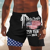 economico Shorts Patriottici 250-Per uomo 4 luglio, 250° anniversario degli Stati Uniti Bandiera degli Stati Uniti Noi, il popolo Pantaloncini foderati Pantaloncini da bagno 2 in 1 Pantaloncini da mare Misura del girovita medio