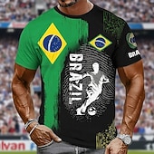 baratos Camisetas de esportes e academia-Copa de Futebol de 2026 Homens EUA Brasil Camiseta Manga Curta Camiseta Impressão 3D Gola Redonda Camisa Moda Núcleo do Cara Roupa Esportiva Diário Rua Preto Verde Verão Primavera Roupa S M L XL XXL