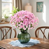 billige Kunstig blomst-6 bunter utendørs kunstige påskeliljeblomster/heldig påskelilje imiterte plastbusker falske planter til dekorasjon/hager, vinduskarmer, verandaer, gårdsplasser, borddekorasjoner