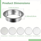 billiga trädgårdshandverktyg-Rostfritt stålsiktset för trädgårdsskötsel med 5 storlekar 1/3/6/9/12 mm utbytbara maskor inklusive spade, perfekt för trädgårdsskötsel &amp;, jordsiktverktyg, avtagbar kompostskärm för jord, sand, stenar