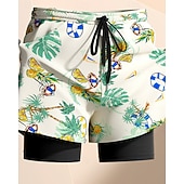 abordables Bañadores &amp; Pantalones de surf-Mujer Regular Bañador Natación Corto Bañadores Pantalones Tropical Correa 2 en 1 con forro de compresión Secado rápido Elástico Transpirable Sin Mangas Bañadores Prendas de abajo Surf Buceo Natación
