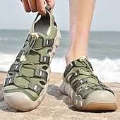 ieftine Sandale casual-Sandale de drumeție albastre pentru bărbați, cu model camuflaj, cu baretă de închidere rapidă, rezistente și confortabile, perfecte pentru sporturi în aer liber și excursii de aventură