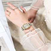 economico Orologi al quarzo-orologio da polso da donna di lusso, orologio da polso al quarzo da donna con cinturino in acciaio inossidabile bicolore oro argento e lunetta scanalata &amp;orologio elegante e impermeabile da donna,