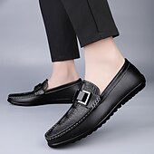abordables Mocassins décontractés-Mocassins bleus pour homme en similicuir – chaussures habillées classiques à enfiler, style décontracté chic, pour le bureau, la conduite et le quotidien