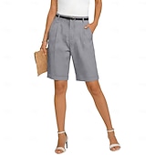 tanie Luksusowe doły-Damskie Spodnie capri Szorty Lniane szorty Letnie szorty Moda Podstawowy Formalny Do kolan Średia talia Równina Kieszeń Elastyczny pas Prosta noga Lekki Wygodny Oddychający Nieelastyczny Codzienny