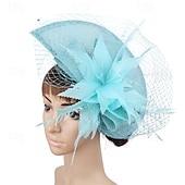 cheap Fascinators-Fascinators Net Wedding Birthday Elegant Vintage Cute With Feather Tulle Headpiece Headwear