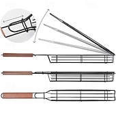 baratos Grills &amp; Outdoor Cooking-Conjunto de 2 grelhas antiaderentes, utensílios portáteis de metal para grelhar carvão, adequados para legumes e carnes, perfeitos para acampamentos ao ar livre, piqueniques, caminhadas e churrascos.