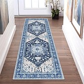 cheap Runner Rugs-Persian Ethnic Style Corridor Rug Faux Cashmere Durable Non-Slip Bedroom Bedside Mat Easy-to-Clean Living Room Carpet