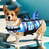 お買い得  犬の服とアクセサリー-ペットベストベスト調節可能なベルトハンドル付きプール用調節可能な犬服