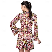 economico Outfit-Set Retrò Vintage Anni '70 Vestito Copricapo Accessori Lunghe Hippie Disco Frange Floreale Paisley Costume Per donna Halloween Carnevale Festival Musicale Festa a tema retrò Adulti Vestito Copricapo