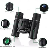 abordables Telescopios-Prismáticos compactos 40x22 para adultos y niños, prismáticos de bolsillo HD de alta potencia con prisma Bak4 y lente FMC, prismáticos plegables e impermeables para observación de aves, conciertos,