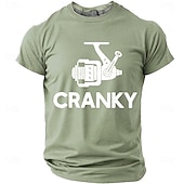 cheap Hobby Tees-Men's Cranky Fishing Reel Spinning Reel Funny Humorous Pun Fisherman Gift T Shirt Graphic Regular Fit Outdoor Fishing Trip Designer Clothing Apparel S M L XL XXL XXXL