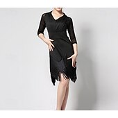 economico Abiti da Pratica-abito da ballo latino con scollo a V e arricciature rosse