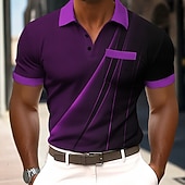  Per uomo Sfumatura Geometrico Polo Manica Corta Magliette polo Bavero Business Casual All'aperto Ferie Abbigliamento quotidiano Tasca Stampa 3D Estate Primavera Blu Rosso Viola