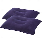 abordables Loisirs en Plein Air-Lot de 2 oreillers de voyage gonflables ultra-légers format A4, petits oreillers carrés en tissu floqué, faciles à ranger, parfaits pour le camping, les siestes au bureau, les voyages, la randonnée et