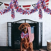 billiga U.S. 250-årsjubileum-4/6 st patriotisk glittergirlang amerikansk flagga folie fransbanderoll 2m/6,6ft röd vit blå girlang för 4 juli självständighetsdagen minnesdagen arbetsdagen festdekorationer väggbonad heminredning