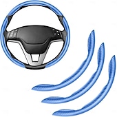 abordables Servicio de Vehículo-Funda antideslizante de silicona y fibra de carbono para volante de coche, ajuste universal, protector de volante segmentado con clip, funda antideslizante para las cuatro estaciones, compatible con