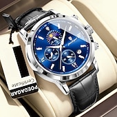 זול שעוני קוורץ-882 שעון גברים חדש, שעון כרונוגרף רב תכליתי קוורץ עם שלב ירח